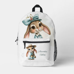 Sac À Dos Imprimé Lapin à nom personnalisé dans une robe bleue