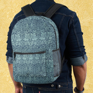 Sac À Dos Imprimé Lapin Frère par William Morris, motif textile bleu