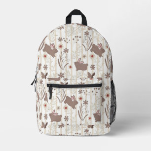 Sac À Dos Imprimé Lapin Taupe et Brun Minimaliste