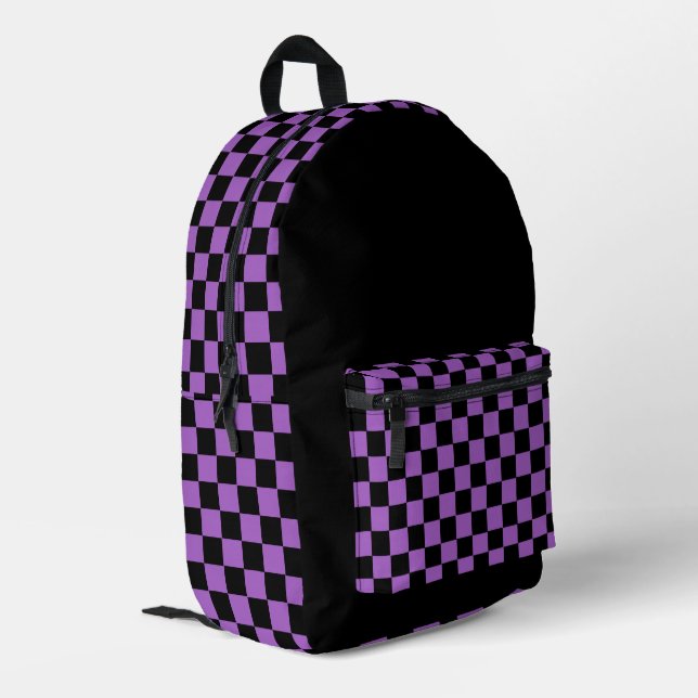 Sac À Dos Imprimé Lavande et Motif À damiers noir (Coin arrière gauche)