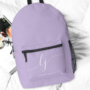 Sac À Dos Imprimé Lavande moderne violet Initiales personnalisées No