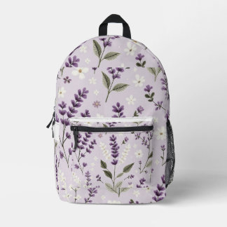 Sac À Dos Imprimé Lavande Whispers - Motif botanique brodé