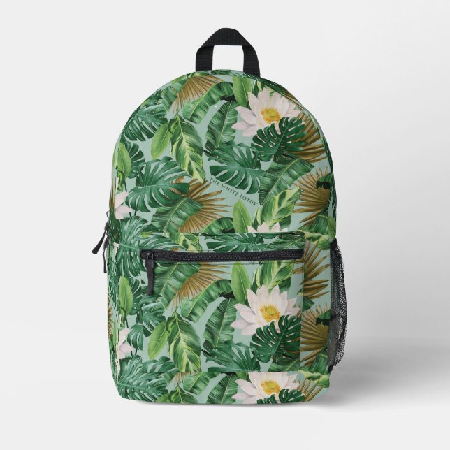 Sac À Dos Imprimé Le Motif blanc Lotus Tropical Canopy (Recto)
