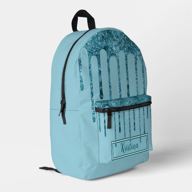 Sac À Dos Imprimé Lecteurs de Parties scintillant bleu turquoise sur (Coin arrière gauche)