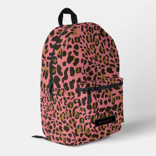 Sac À Dos Imprimé Leopard Jaguar Poster de animal rose Nom monograph