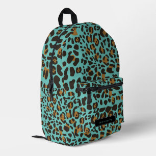Sac À Dos Imprimé Leopard Jaguar Poster de animal Turquoise Nom pers