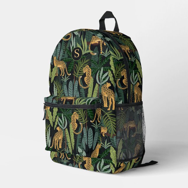 Sac À Dos Imprimé Leopard Jungle Forest Illustration Seamless Custom (Coin arrière droit)
