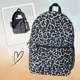 Sac À Dos Imprimé Leopard Skin Denim Grey Blue Pattern - 