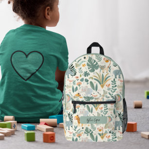Sac À Dos Imprimé Les Animaux De La Jungle Pastels Retour À L'École