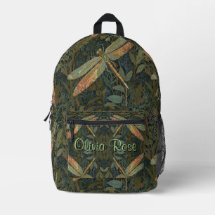 Sac À Dos Imprimé Libellule vintage art nouveau vert or