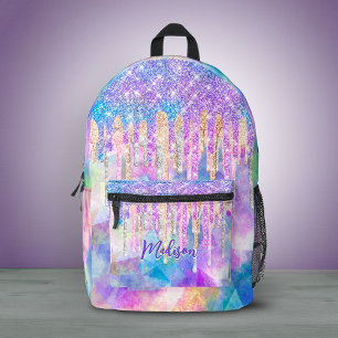 Sac À Dos Imprimé Licorne aqua bleue chic dégoulinant de paillettes 