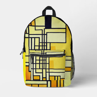 Sac À Dos Imprimé Ligne carré avec Motif jaune -