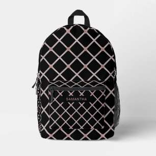 Sac À Dos Imprimé Lignes de diamant d'or noir et Rose (3)