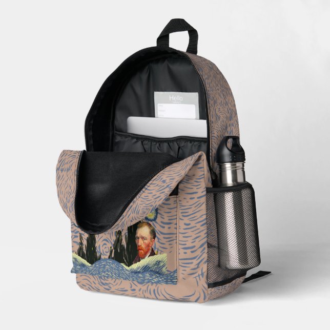Sac À Dos Imprimé Limited Edition Van Gogh Starry Night Backpack: Pe (Coin arrière droit (ouvert))
