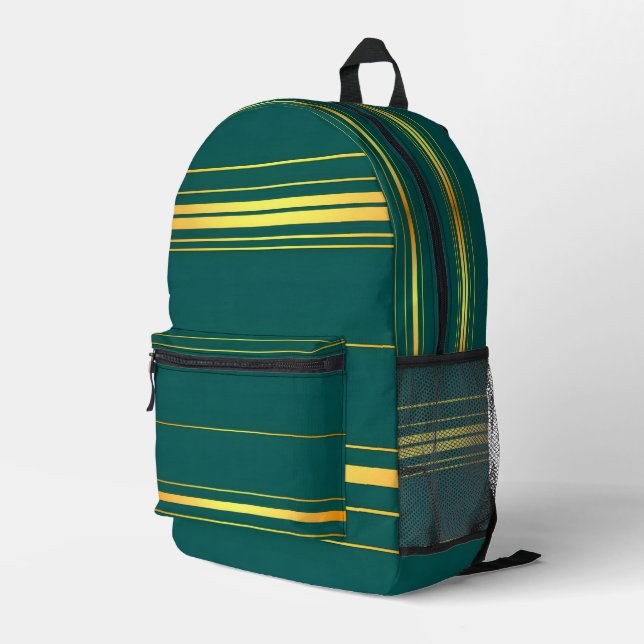 Sac À Dos Imprimé Linge Luxe Moderne Green Gold Texture Collection (Coin arrière droit)