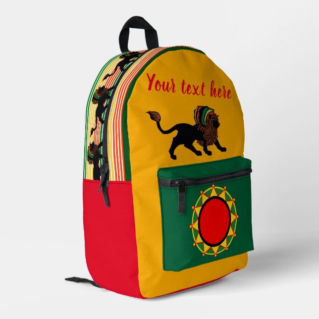 Sac À Dos Imprimé Lion noir Rasta (Coin arrière gauche)