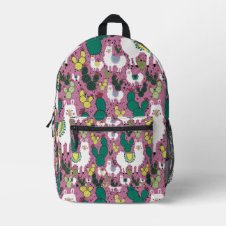 Sac À Dos Imprimé Llamas et cactus rose