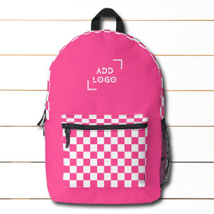 Sac À Dos Imprimé Logo du Motif Pink White Checkerboard