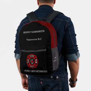 Sac À Dos Imprimé Logo du service d'incendie Badge noir et rouge