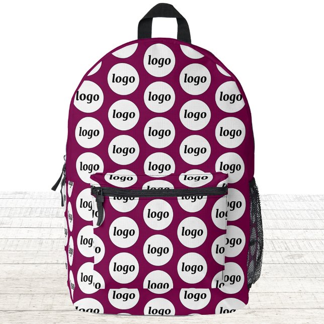 Sac À Dos Imprimé Logo Motif Promotions Business Magenta Pink (Simple logo pattern business branding promotional backpack in dark magenta pink)
