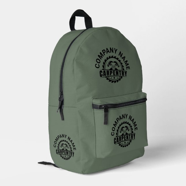 Sac À Dos Imprimé Logo noir arrière - plan vert militaire texte pers (Coin arrière gauche)