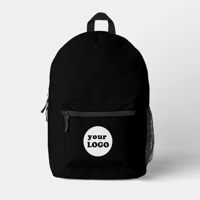 Sac À Dos Imprimé Logo professionnel personnalisé noir (Recto)