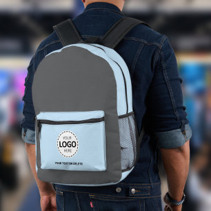 Sac À Dos Imprimé Logo & Téléchargement de Texte Gris/Bleu