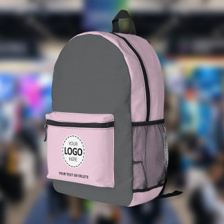 Sac À Dos Imprimé Logo & Téléchargement de Texte Gris/Rose