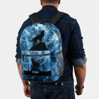 Loup hurlant abstrait bleu noir Monogramme