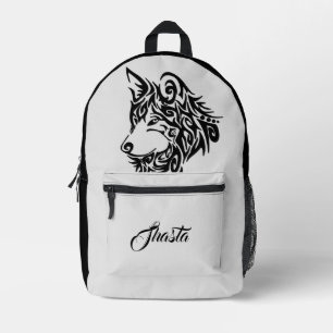 Sac À Dos Imprimé Loup tribal personnalisé