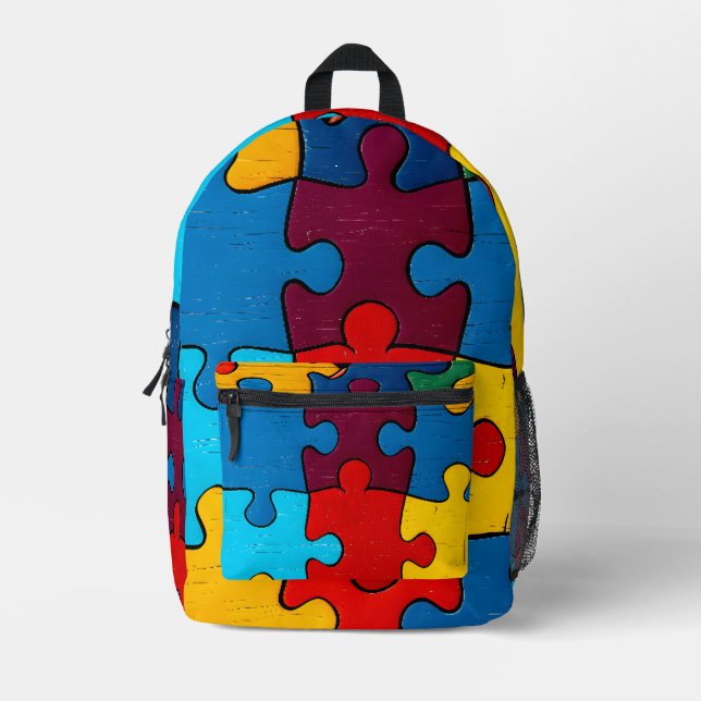 Sac À Dos Imprimé Love Heart Puzzle Sensibilisation sur l'autisme d' (Recto)