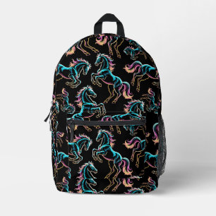 Sac À Dos Imprimé Lumière Néon Cheval Style Rétro Défectueux