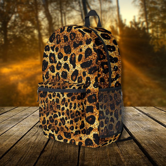 Sac À Dos Imprimé Luxury Glitter Gold Brown Rust Leopard Pattern (Créateur téléchargé)