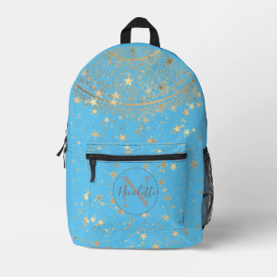 Sac À Dos Imprimé Mandala avec étoiles d'or sur Turquoise Personnali