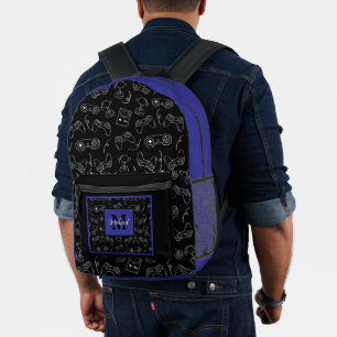Sac À Dos Imprimé Manette de jeu vidéo moderne Monogramme Nom de jou