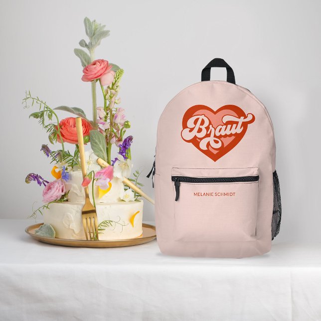 Sac À Dos Imprimé Mariée Et Équipe Mariée Bachelorette Rétro Cœur  (Créateur téléchargé)