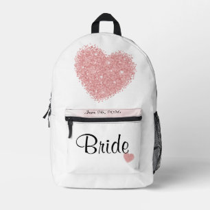 Sac À Dos Imprimé Mariée Mariage blanc avec coeur rose