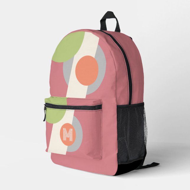 Sac À Dos Imprimé Mauve Peach Peach Green Lime Orange Retro (Coin arrière droit)