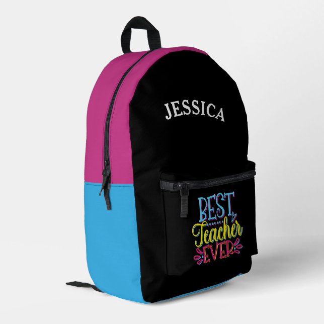 Sac À Dos Imprimé Meilleur Enseignant jamais Nom personnalisé (Coin arrière gauche)