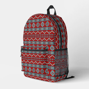 Sac À Dos Imprimé Mesas sud-ouest Turquoise et rouge géométrique