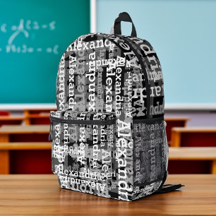 Sac À Dos Imprimé Mettez votre nom partout sur ce noir et blanc