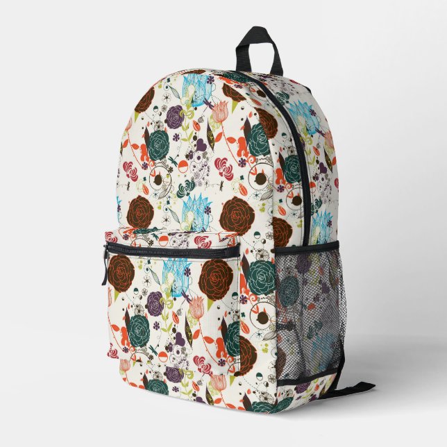 Sac À Dos Imprimé Modèle floral rétro (Coin arrière droit)