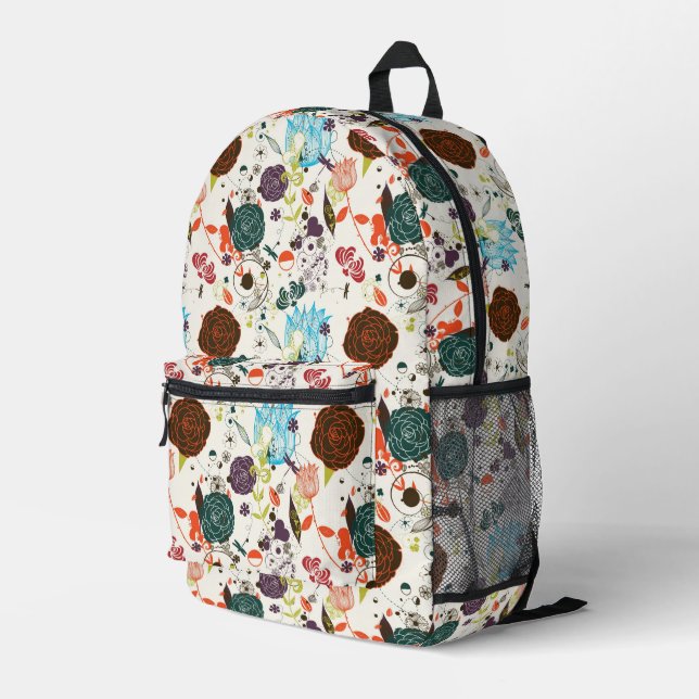 Sac À Dos Imprimé Modèle floral rétro 2 (Coin arrière droit)