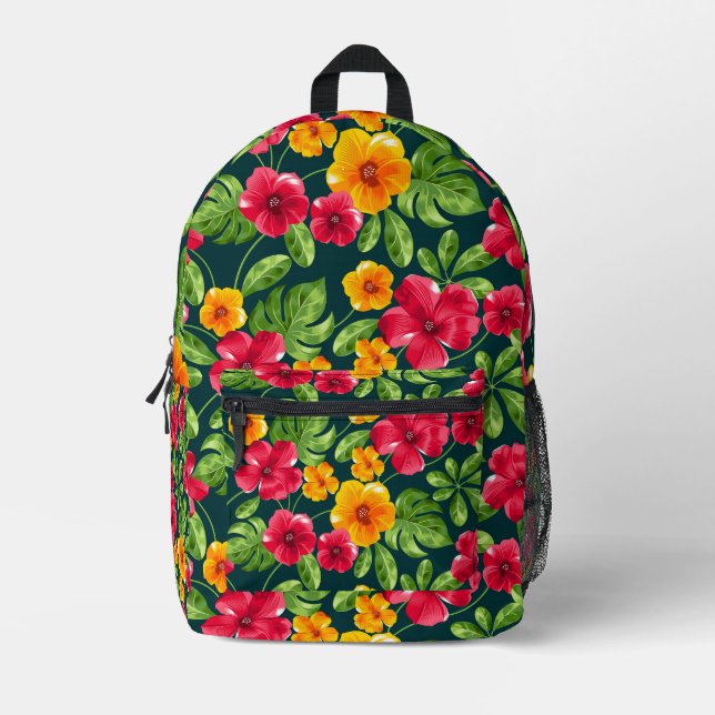 Sac À Dos Imprimé Modèle floral tropical vibre (Recto)