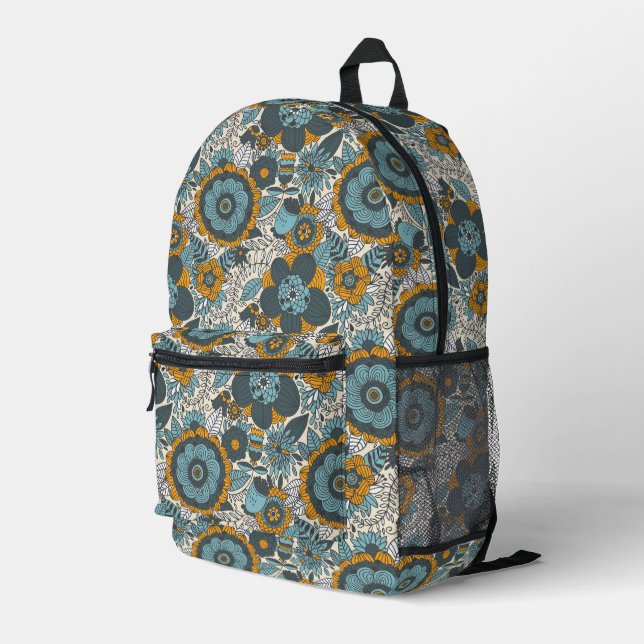 Sac À Dos Imprimé Modèle floral vintage (Coin arrière droit)