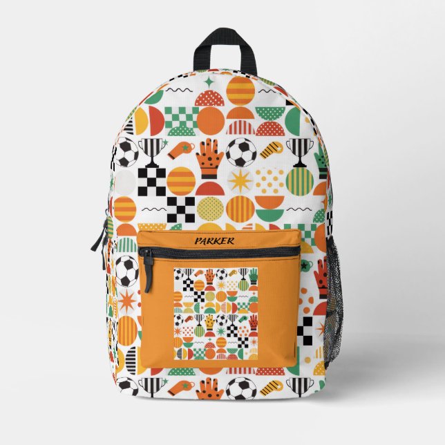 Sac À Dos Imprimé Modern Custom Name Soccer Football Pattern Printed (Recto)