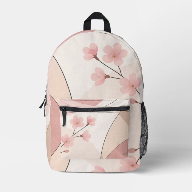 Sac À Dos Imprimé Modern Sakura Minimalist Geometric (Recto)