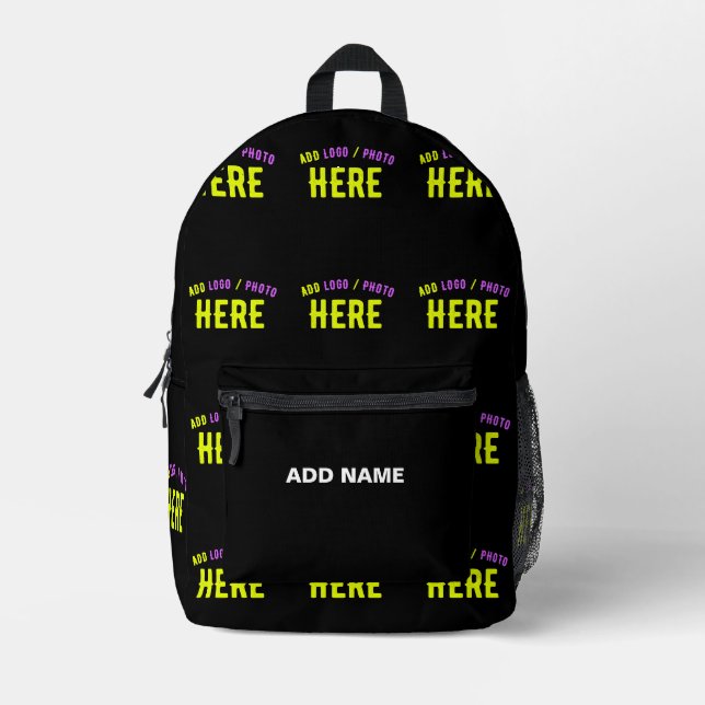 SAC À DOS IMPRIMÉ MODERNE ET MODERNE PERSONNALISABLE NOIR VÉRIFIÉ (Recto)