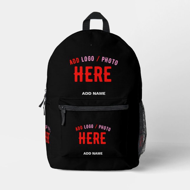SAC À DOS IMPRIMÉ MODERNE ET MODERNE PERSONNALISABLE NOIR VÉRIFIÉ (Recto)