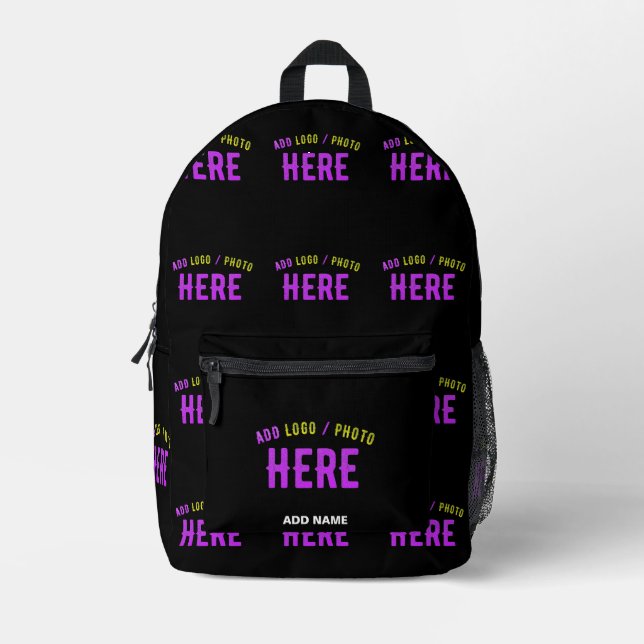 SAC À DOS IMPRIMÉ MODERNE ET MODERNE PERSONNALISABLE NOIR VÉRIFIÉ (Recto)